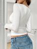 2025 European V-Neck Lace Button Slim Fit Long Sleeve Women's Top - Autumn/Winter Fashion