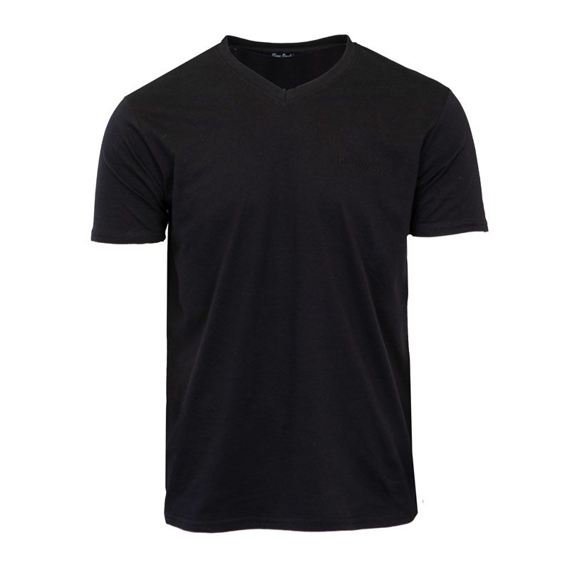 Ensfarget t-skjorte med chiné-krage for menn PIERRE CARDIN