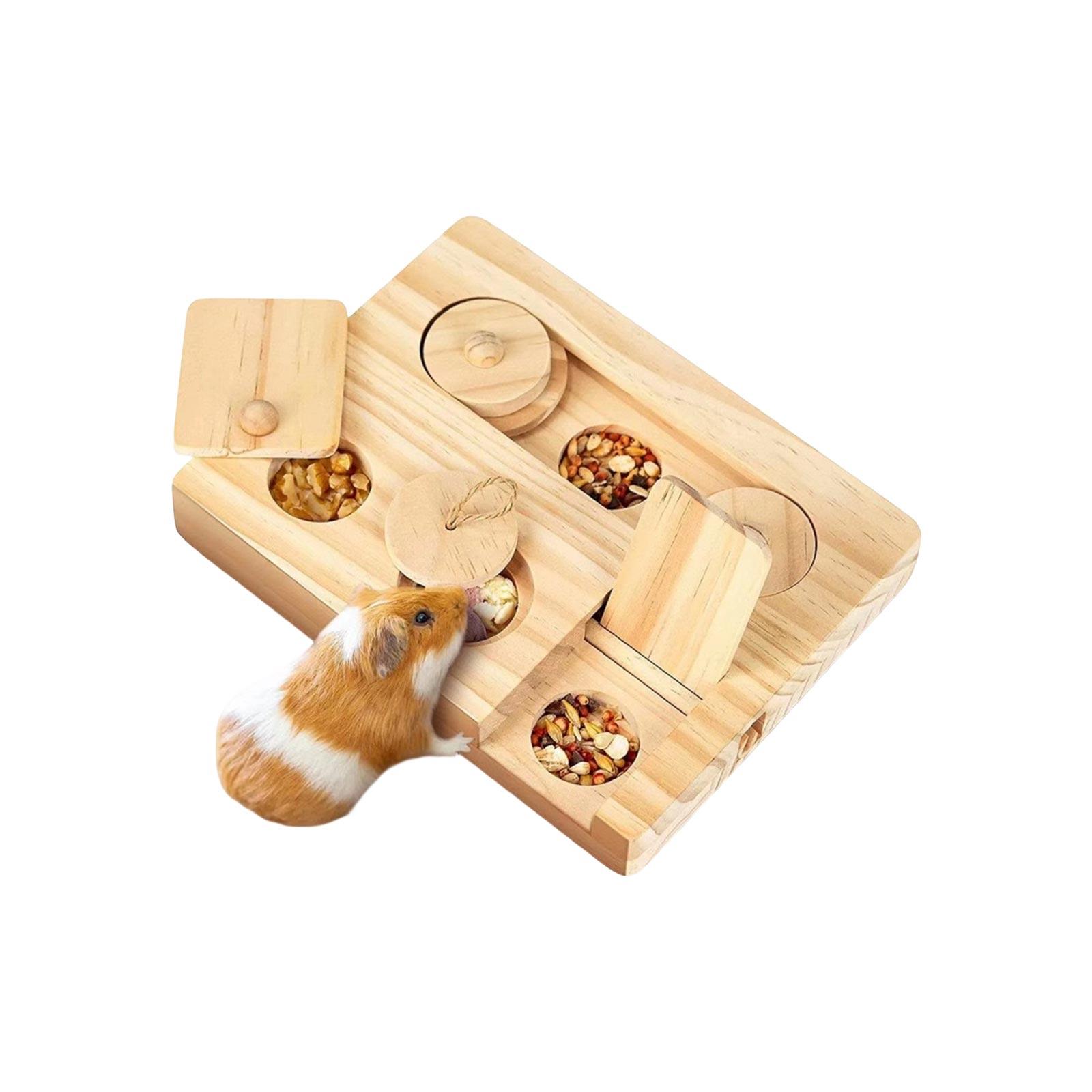 

Wooden Hamster Feeder Fun Foraging Interactive Toy One Size