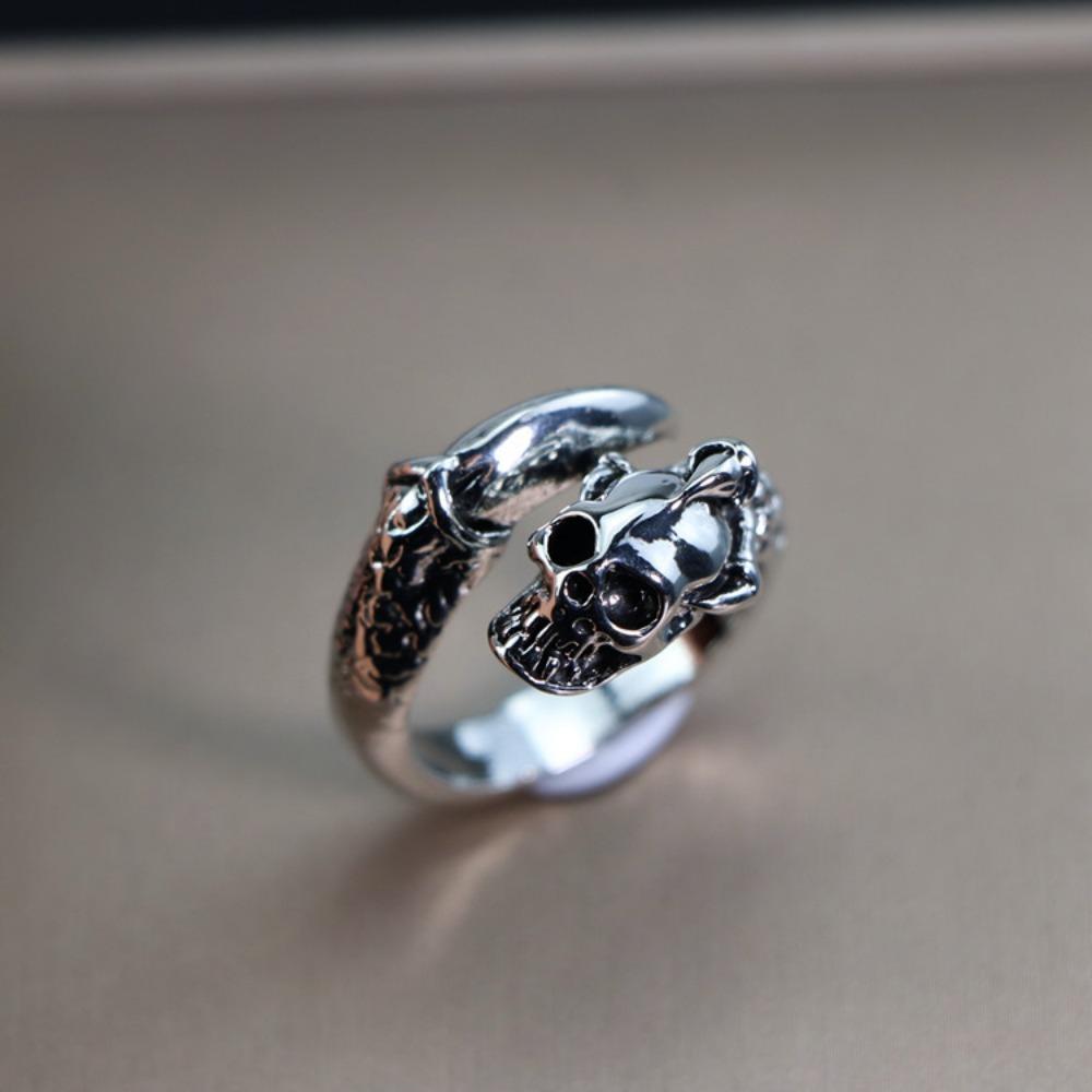 European and American Men's Trendy Metal Ring, Retro Style Cool and Handsome Design Totem Geometric Men's Ring