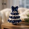 DIY Wool Yarn Craft Set Crochet Christmas Tree Kit, Beginner-Friendly Xmas Kit with Bow Soft Fluffy Handcraft And Faux Pearl Embellishment,