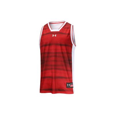 Color Block Logo Print Knit Basketball Vest Men Tops Red 22500103-600