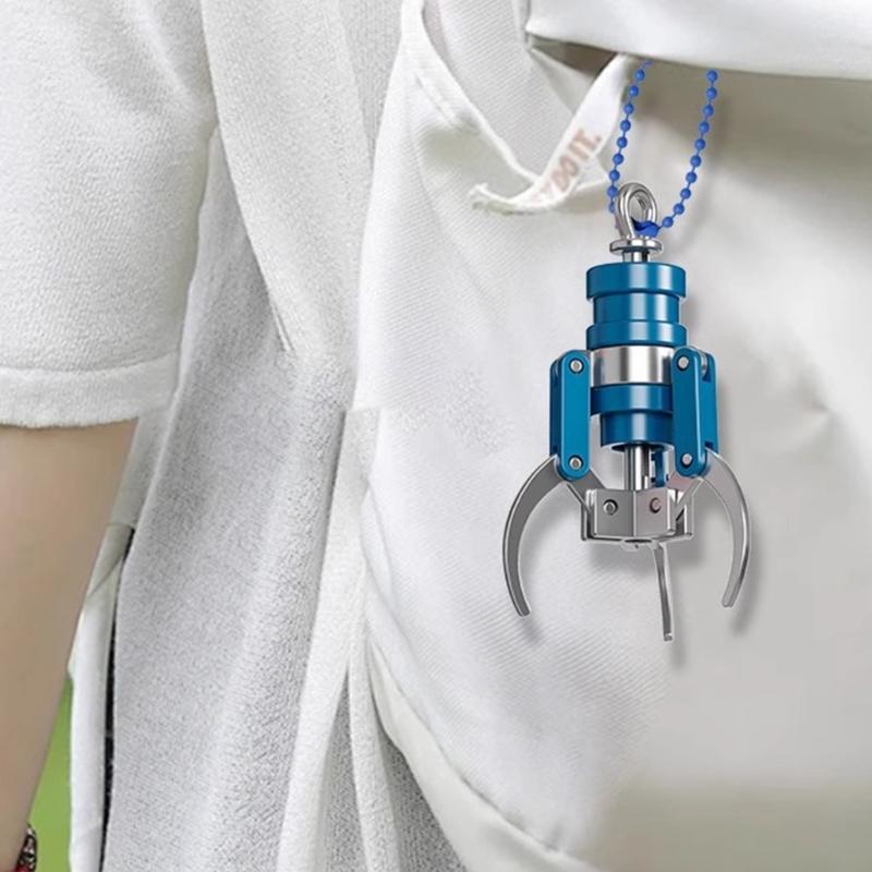Portable Simulated Claw Doll Machine Grab-clip Keychain Keyring For Car Interior Decoration Key Fun Press Lock Gadgets