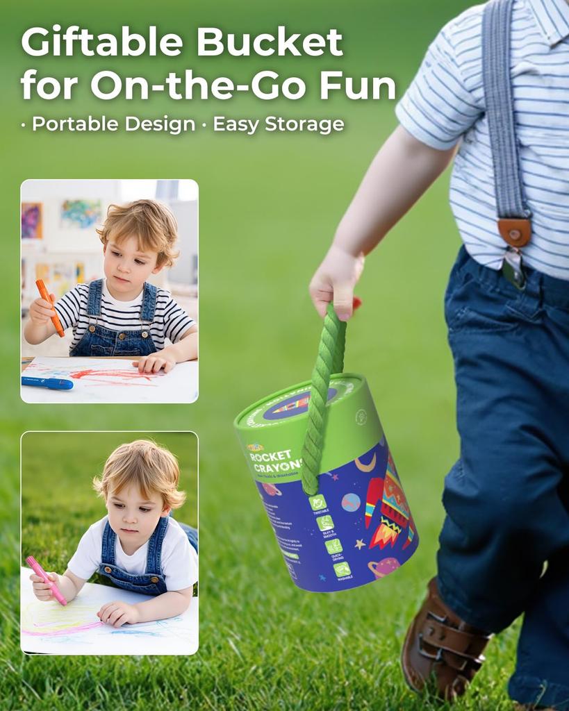 JUPITEARTH Crayon Rocket Type Retractable 24 Colors