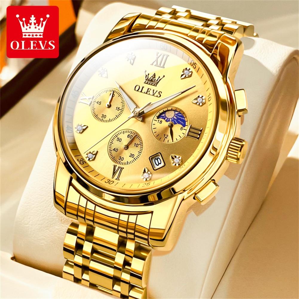 OLEVS 2858 Quartz Watch Men's Deep Waterproof Stainless Steel Strap Calendar Luxury Men's Watch