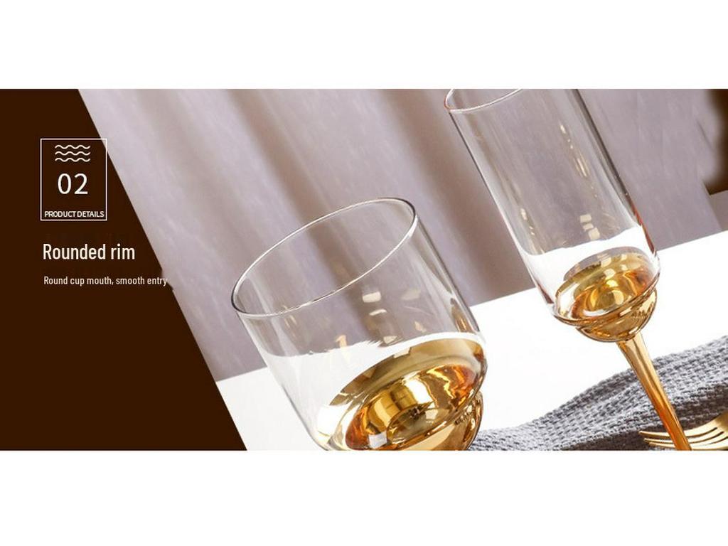 Stylish European High-Stem Electroplated Crystal Wine Glass