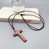 1PC Wood Crosses Necklace Wood Metal Pandent Necklace Gift for Boy Girl Jewelry