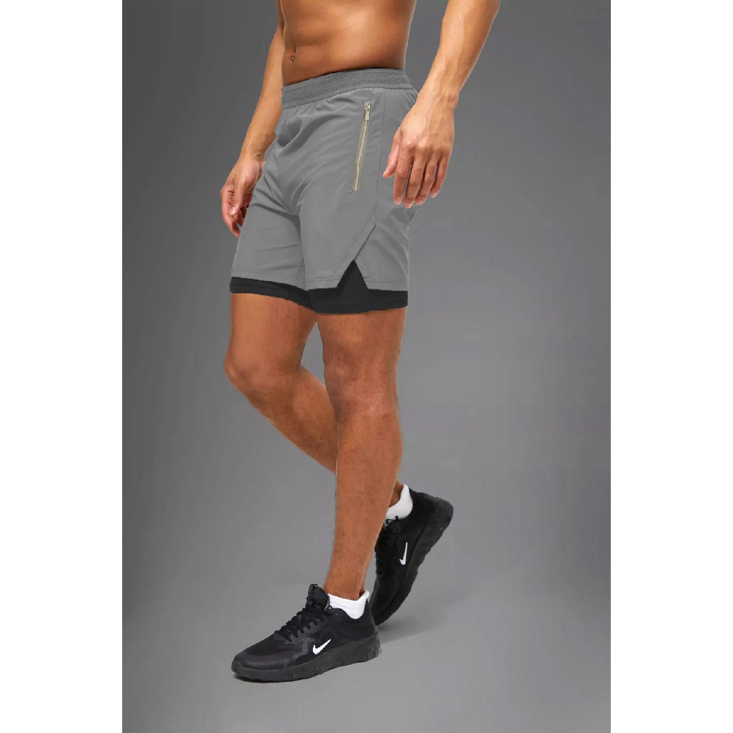 

Gray Unisex Gym And Fitness Lined Tights Short S сірий колір