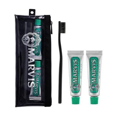 Marvis Reiseset (Classic Mint 10ml*2 + Zahnbürste (Wählen Sie 1 von 2 Typen) + Plastikbeutel)