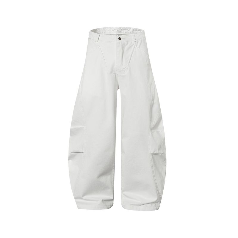 Men's American Retro Pleated Design Scimitar Jeans 2025 Summer New Style Unisex Loose Wide-Leg Pants Trendy