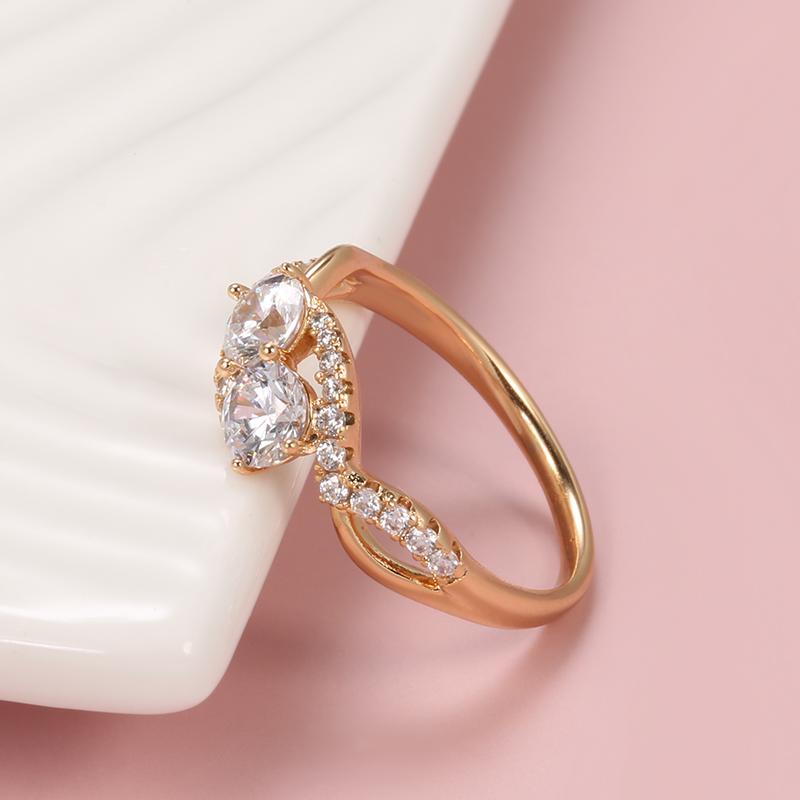 Crossing Design Full Zircon Hollow Rings Women Gold Color Personality Jewelry