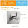4pcs Self-Adhesive Towel Hooks 304 Stainless Steel Stick-On Wall Hooks For Home Coat Robe Bathroom Organization Accessories