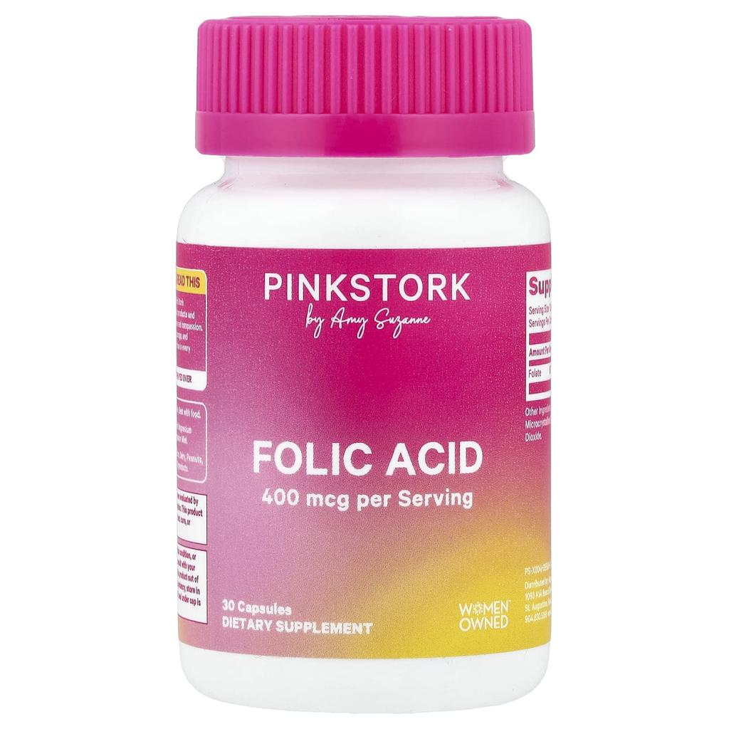 Pink Stork, Folic Acid, 400 Mcg, 30 Capsules
