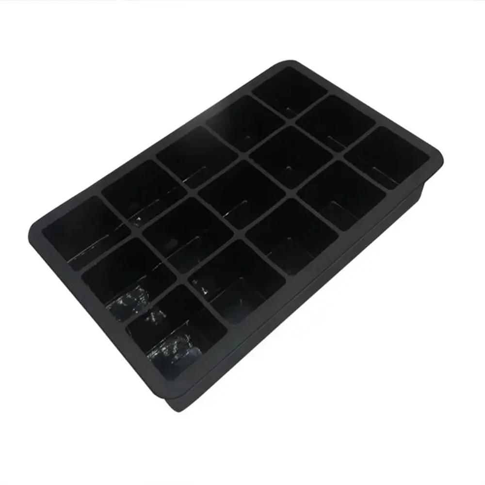 

New 15 Grid Silicone Ice Cube Tray with Lid Square Food-grade Ice Cream Tools for Whisky Cocktail Maker Summer Necessities чёрный
