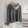 Women's Color-Block Hooded Faux Two-Piece Sweater Cardigan