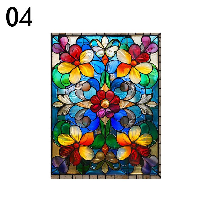 Colorful Stained Glass Film Self-adhesive Frosted Opaque Window Film Toilet Hotel Club Art Decoration Privacy Window Films