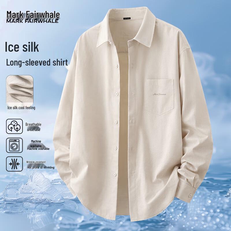 Mark Fairwhale Men's Ice Silk Lapel Long-Sleeve Shirt