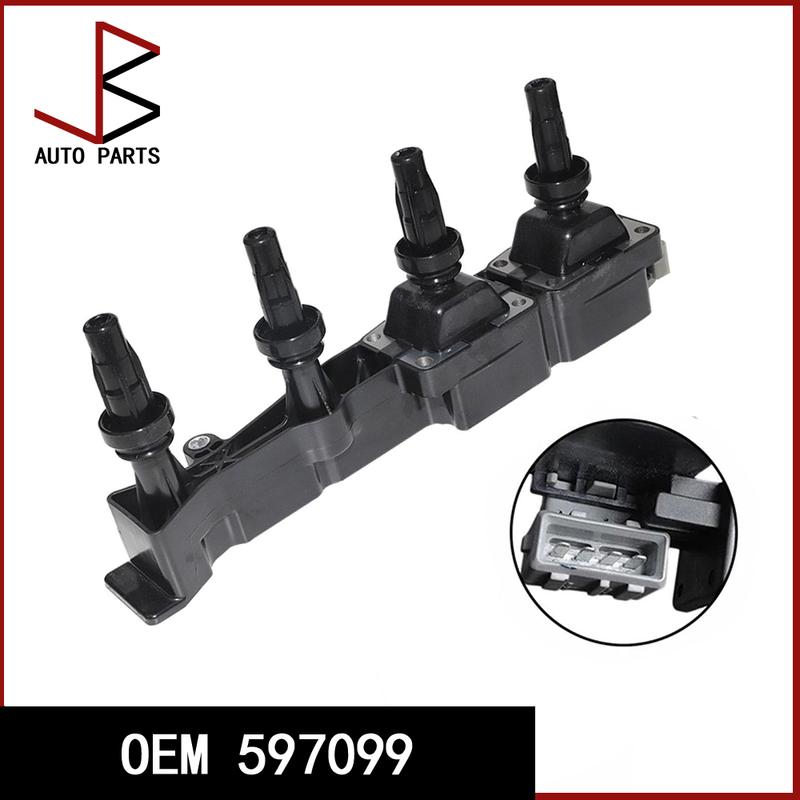 OEM 597099 597080 96363378 Ignition Coil For Peugeot 1007 206 307 308 Partner Citroen Berlingo C2 C3 C4 Xsara 1.6 16V