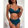 Damen sexy einfarbiger Badeanzug tiefer V-Ausschnitt Bademode weiblicher Monokini High-Waist Bikini-Set zweiteiliges Badeanzug-Set