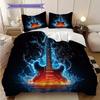 Guitar Pattern Bedding Quilt Set Quilt Cover Pillowcase Home Decoration Birthday Gift (1 * duvet cover + 2 * pillowcase, without core)
