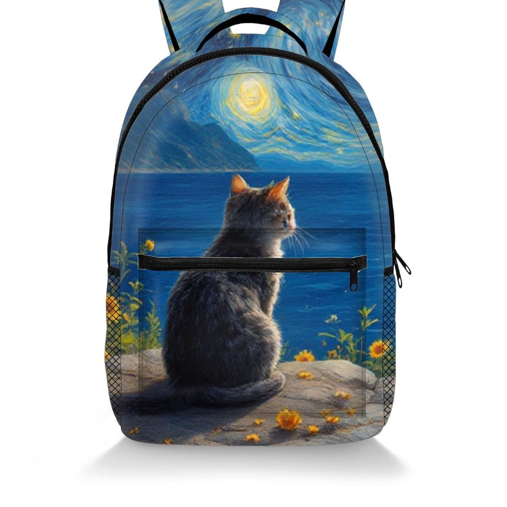 Cartoon Kpop Youthful School Bags Unisex Oil Painting Cat Dog Animal Travel Bags 3D Print Oxford Notebook Shoulder Backpacks