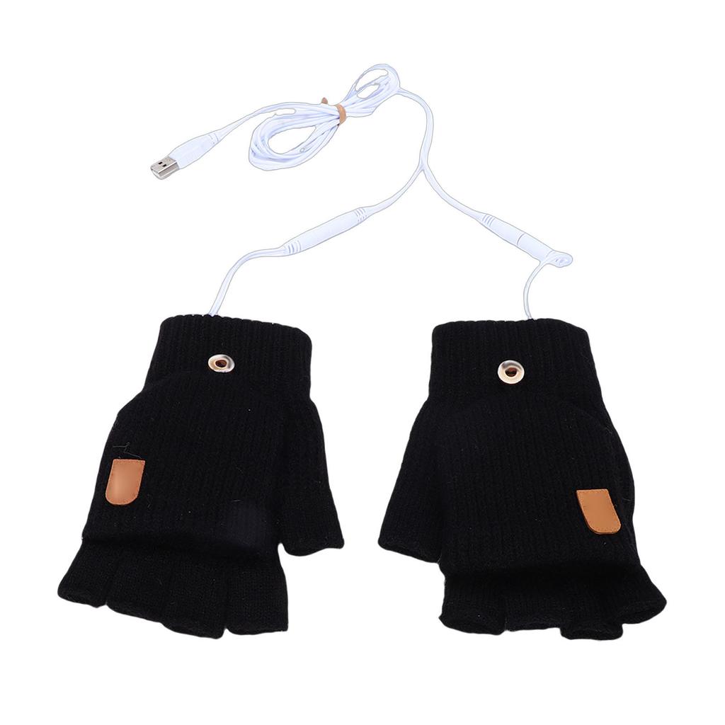 USB Heated Gloves Fingerless for Men Women Acrylic   Electric Hand Warming Gloves for Winter Skiing Gaming