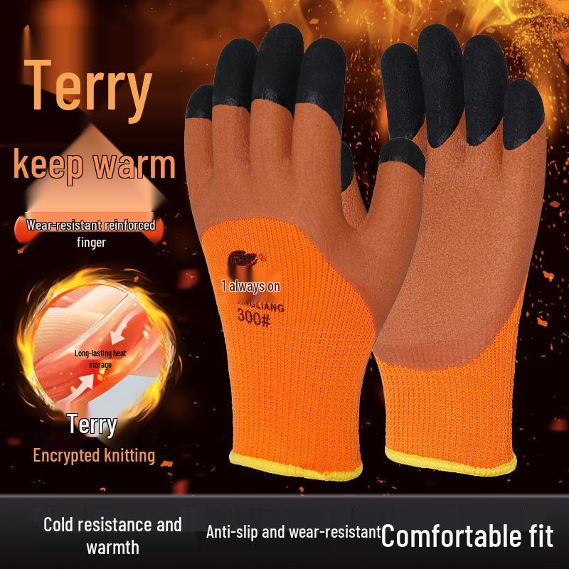 Winter-Arbeitshandschuhe mit Fleece-Futter: Langlebig, Warm, Rutschfest, Frostsicher, Halbfinger-Design für Baustellen und Kühlhäuser