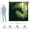 Dschungelgrünes Drachen Duschvorhang Set - Fantasie Drache, Voller Grünpflanzen, Polyester Stoff, Moderne Badezimmer Deko