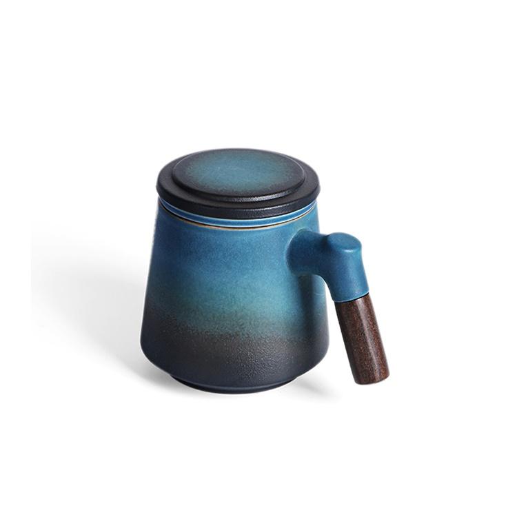 400ml Japanese Ceramic Mug with Lid Filter Water Cup Coffee Cup