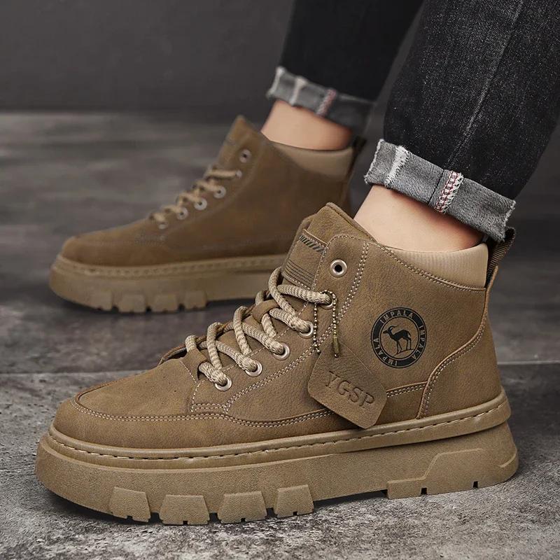 Men's Sneakers Loafers Shoes for Men Men's Autumn Sneakers Sports and Leisure Non-slip Wear-resistant Mid-top Ankle Boots New