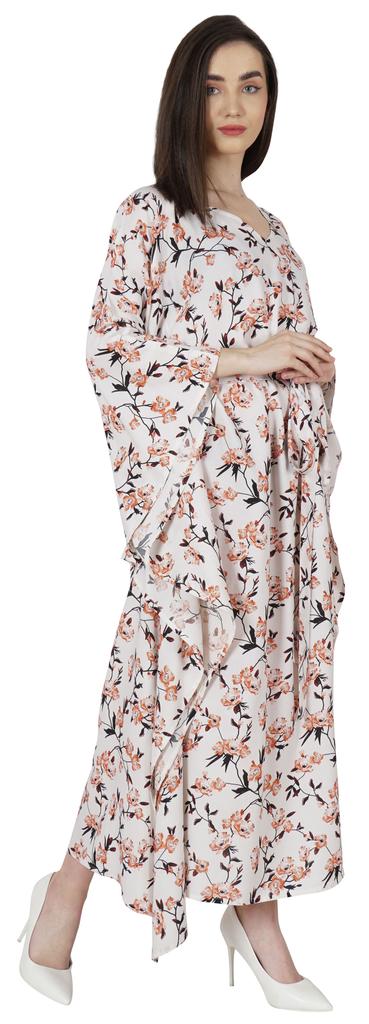 Moomaya Printed Sleep Loungewear For Women Kimono Sleeves Kaftan Resort Dress  Maternity