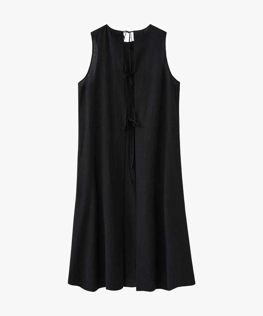 Black Apron Cotton Dress For Women