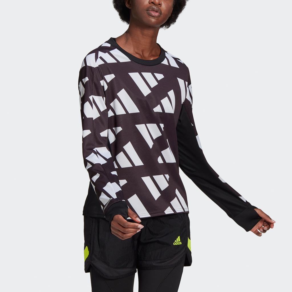 Adidas Celebrity Sweat Reflective Print Long Sleeve Running T-shirt Women Tops Black GK5091