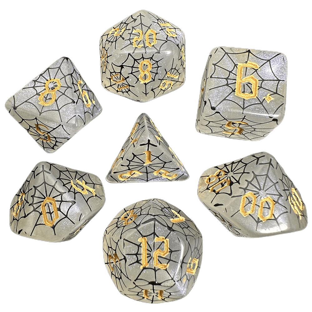Halloween Spider Web Dice 7pcs Fashion Dice for Dungeon and Dragon DND TRPG Game