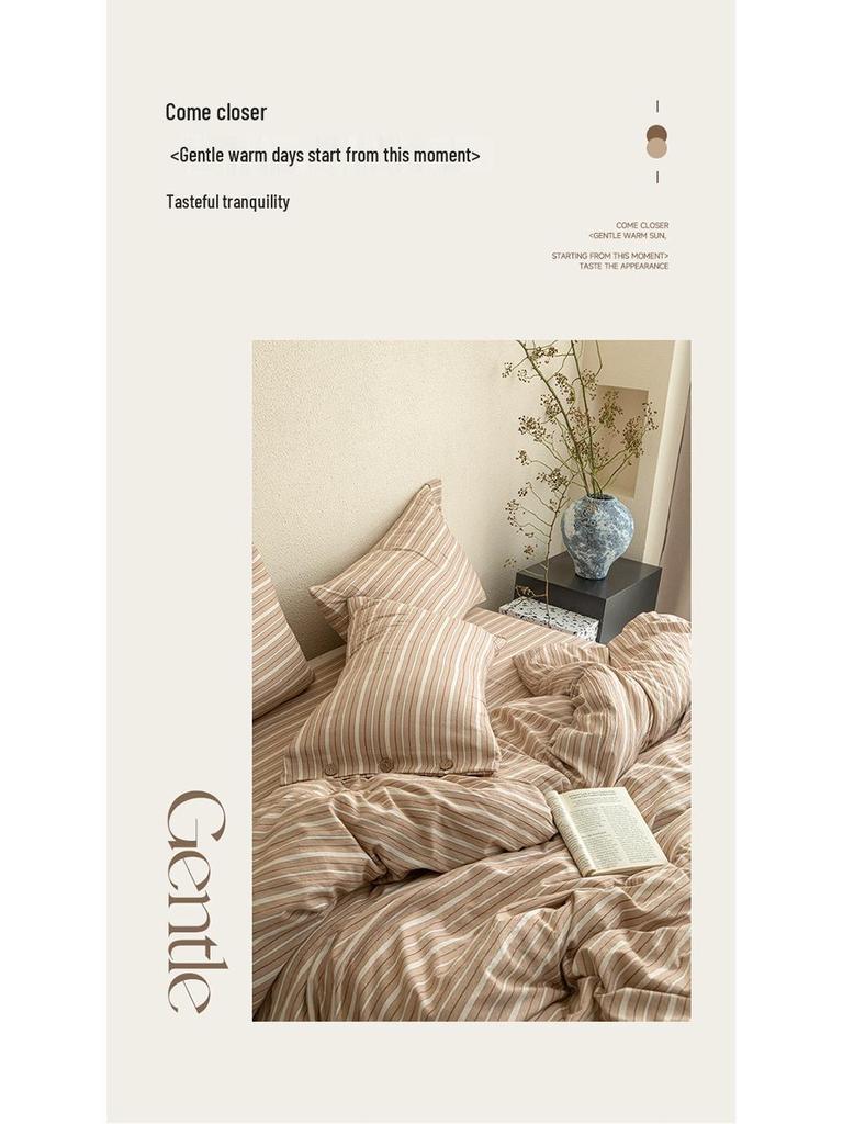 European Style Retro Crinkled Gauze Linen Button-Up Set - Machine Washable, Ideal for Naked Sleep with Fitted Sheet.