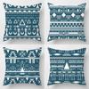 Blue Pillowcase Striped Mysterious Pattern Aesthetic Sofa Bed Pillowcase Bohemian Geometric Cushion Cover