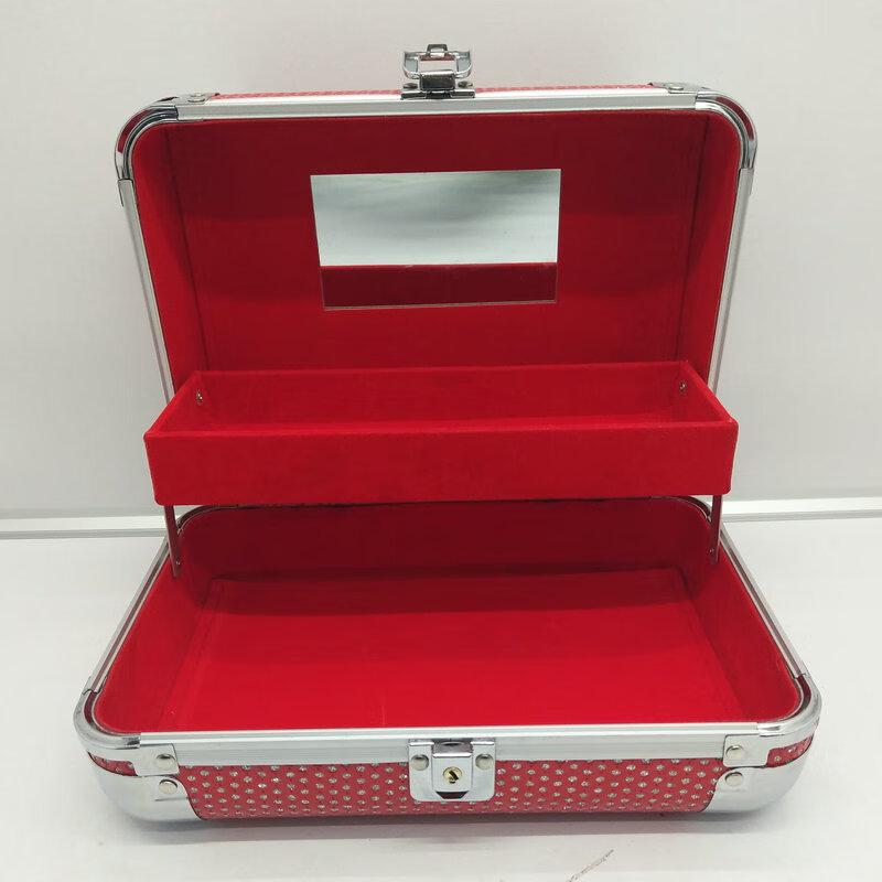 Aluminum Alloy Portable Cosmetic & Jewelry Case with Mirror