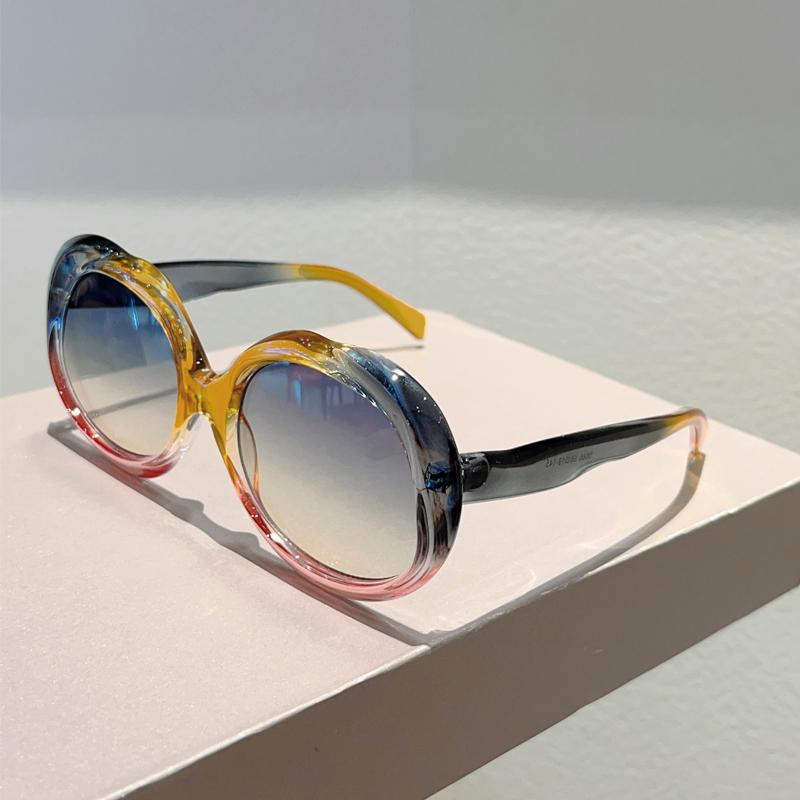 Oversized Round Sunglasses  Fashion Gradient Multicolor Outdoor Shades Trendy Brand Design Beach Holiday Sun Glasses