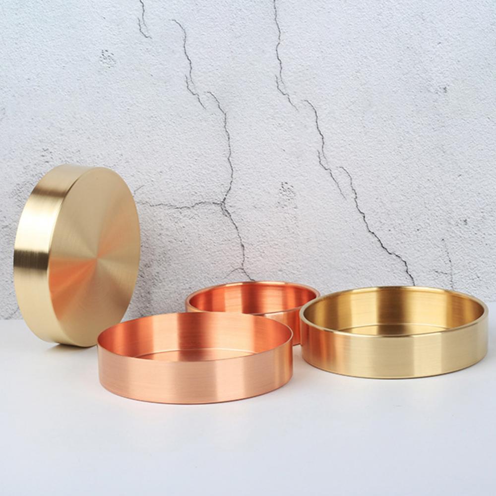 Nordic Retro Tray Round Brass Storage Rack Diaplay Mold Household Tool Home Living Room Vintage Decorative Ornament