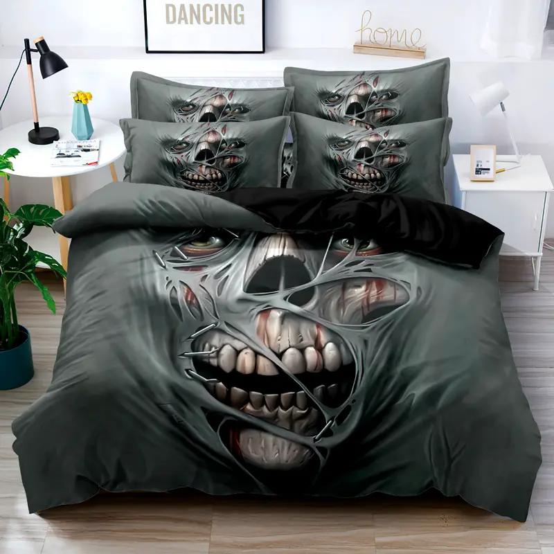 Halowen Comfortable Quilt Cover Set Halowen Theme Comfortable Beding Set Digital Print Plaid Patern Lovely Ghost Pumpkin One Comfortable Quilt Cover