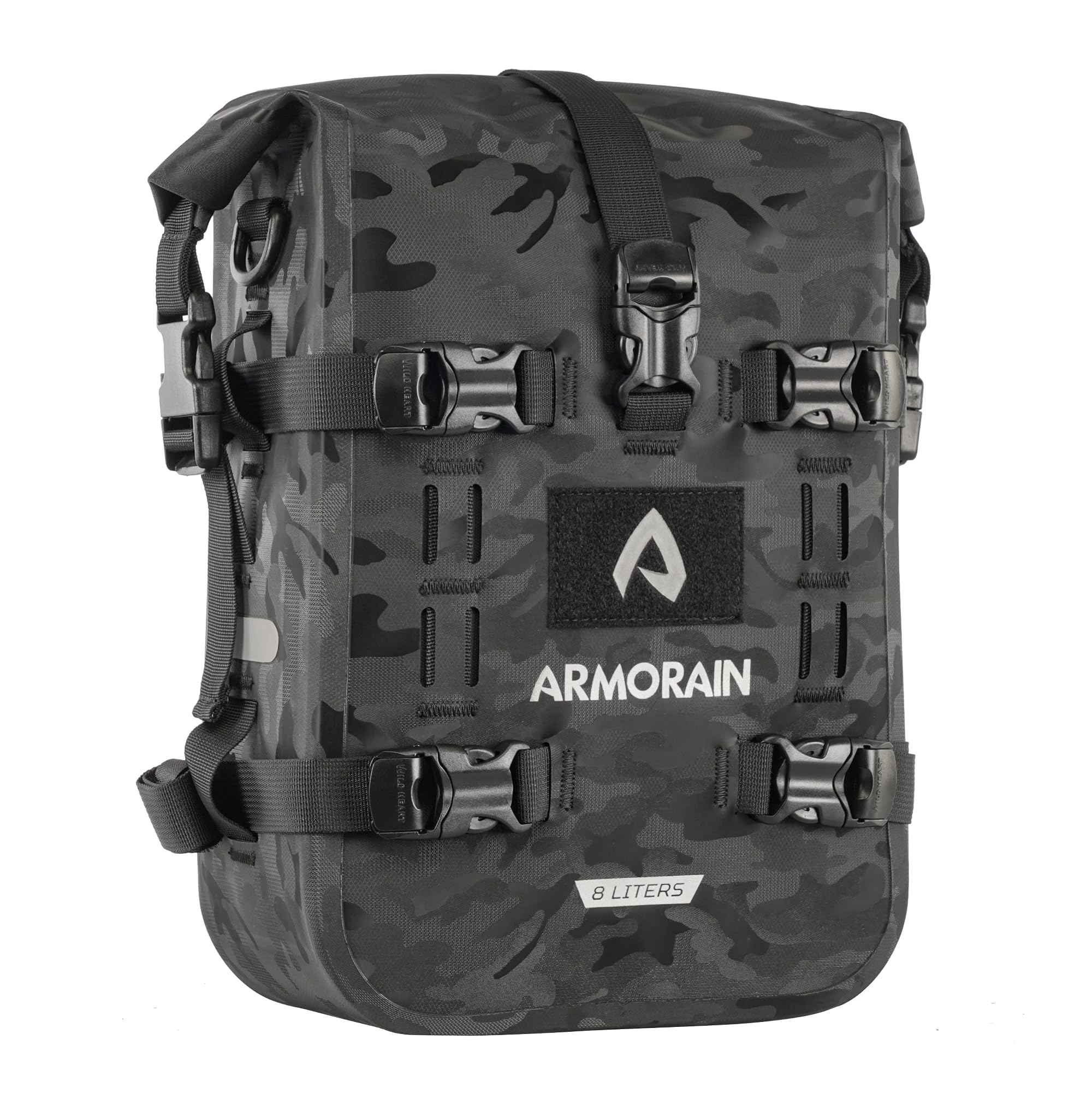 

ARMORAIN Motorcycle Crash Bar Storage Bumper Tail Universal Motor Kit Black Bag, Waterproof, 6L/8L Capacity, Pack, Bag, (8L Camo)