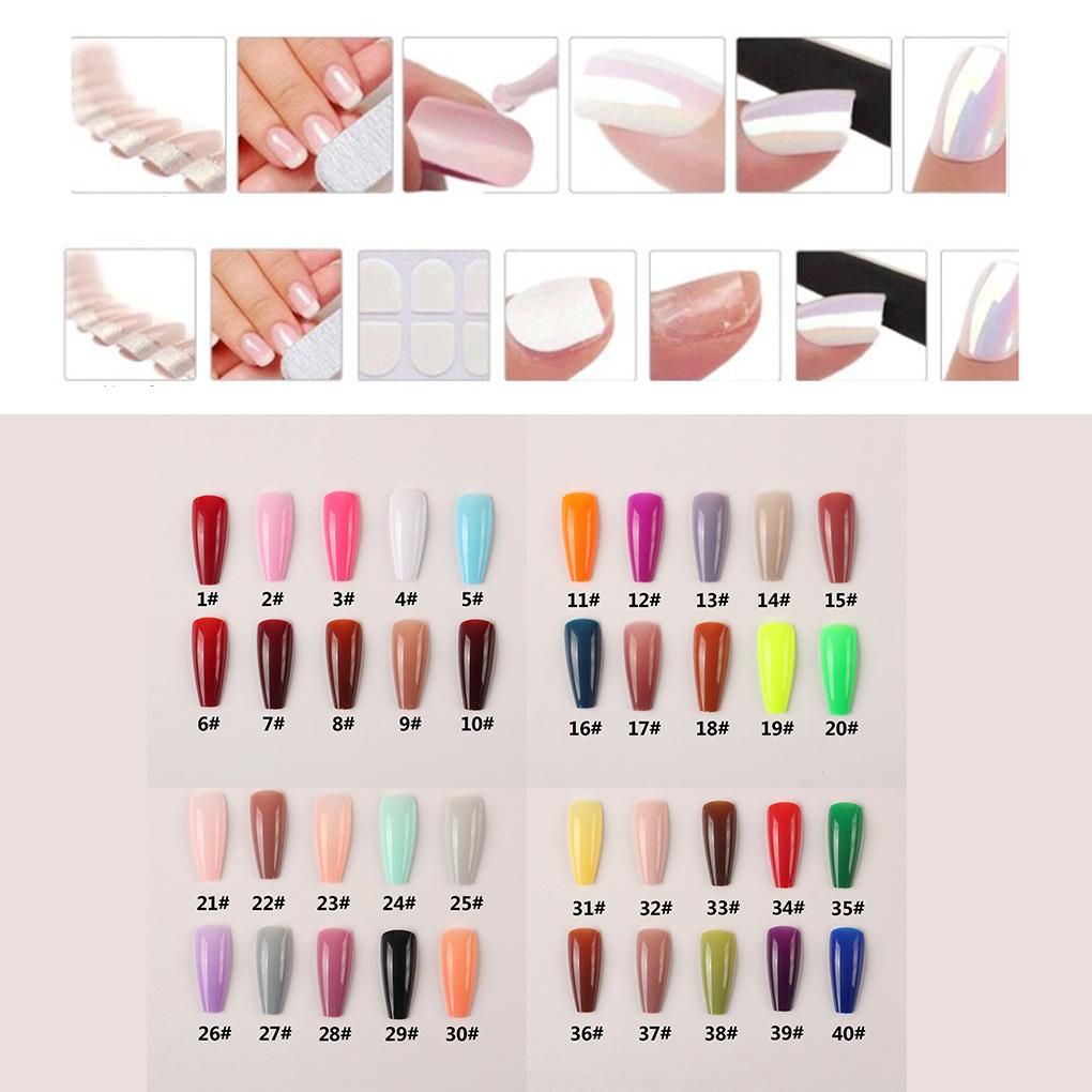 24 Pieces Extra Long Press on Nails Artificial DIY Solid French Graceful Colour-fast Nail for Manicure Salons Art