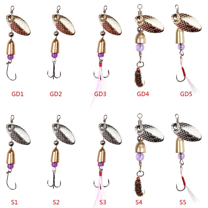 Fishing Lures Wobble Rotating Metal Bait For Bass Trout Treble Hook Artificial