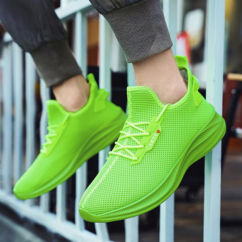 Große Herrenschuhe leicht und atmungsaktiv Fly-Woven-Mesh Freizeitschuhe einfarbig Kokosnuss-Schuhe Herren Outdoor-Sport Laufschuhe