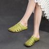 2026 Summer New Hand Woven Breathable Flat Outdoor Wear Closed Toe Slippers Casual First Layer Cowhide Women Shoes