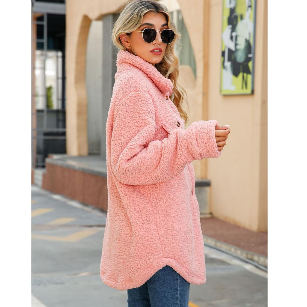 Fashionable women's casual long plush coat