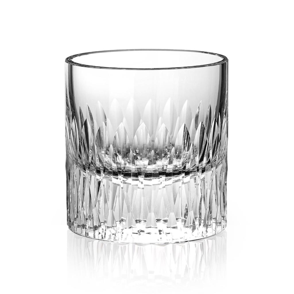 Crystal Rock Glass, Whiskey Glass, Hand-Engraved, 260ml, Thick Base Design, Wooden Box, Gift Set