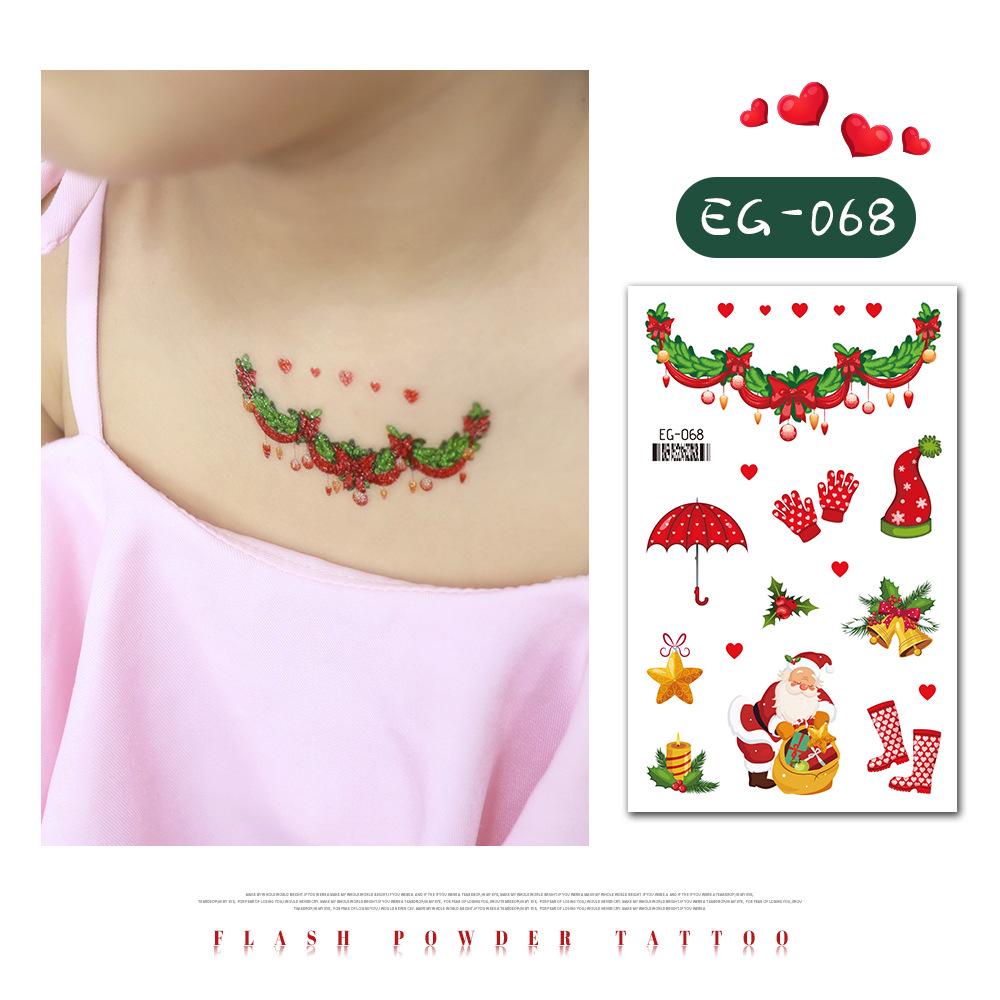 "Ruikalong Waterproof Christmas Snowflake Cartoon Glitter Tattoo Stickers for Kids"