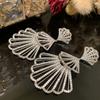 Fan Skirt Earrings Exaggerated Hollow Thin Round Face Temperament Elegant Atmosphere Fairy Earrings