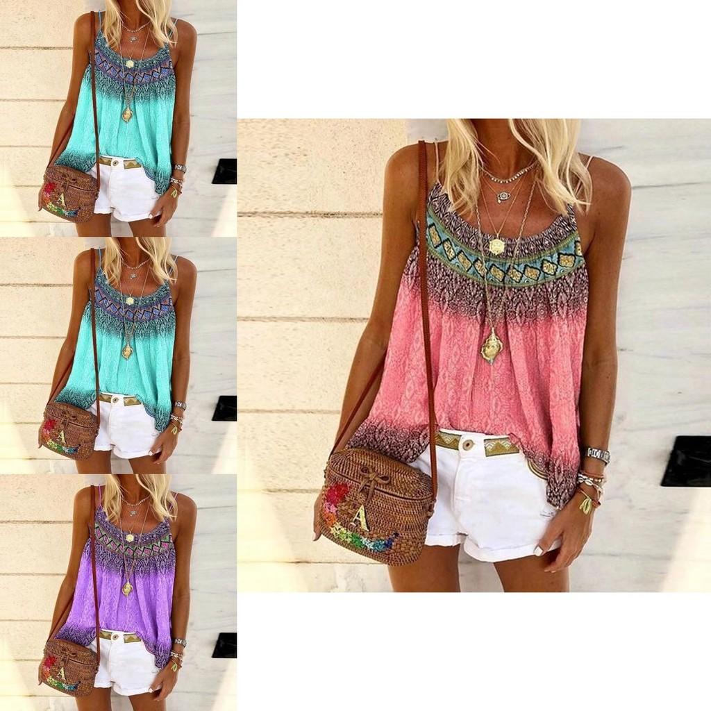 Chic Plus Size Women's Summer Floral Print Sleeveless Cami Blouse For Holidays